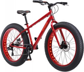 Mongoose Aztec Mens and Womens Fat Tire Bike, 18-Inch Steel Frame, 26-Inch Wheels, 4-Inch knobby tires, Red