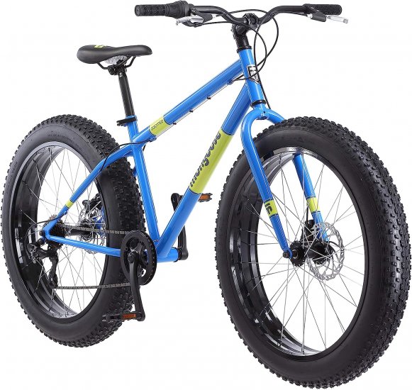 Mongoose Dolomite Mens Adult Fat Tire Mountain Bike, 26-Inch Wheels, 4-Inch Wide Knobby Tires, 7-Speed, Steel Frame, Front and Rear Brakes