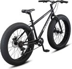 Mongoose Malus Mens Adult Fat Tire Mountain Bike, 26-Inch Wheels, Steel Frame, 7 Speed Drivetrain Bicycle, Shimano Rear Derailleur, Disc Brakes