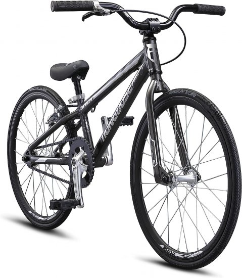 Mongoose Title Mini BMX Race Bike, 20-inch Wheels, Beginner Riders, Lightweight Tectonic T1 Aluminum Frame and Internal Cable Routing, Charcoal