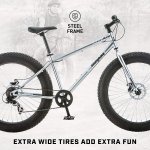 Mongoose Malus Mens Adult Fat Tire Mountain Bike, 26-Inch Wheels, Steel Frame, 7 Speed Drivetrain Bicycle, Shimano Rear Derailleur, Disc Brakes