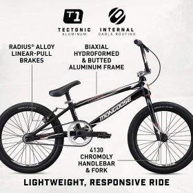Mongoose Title Pro or Elite BMX Race Bike with 20 or 24-Inch Wheels in Red, Orange, or Black, Beginner or Returning Riders, Featuring Lightweight Tectonic T1 Aluminum Frame and Internal Cable Routing