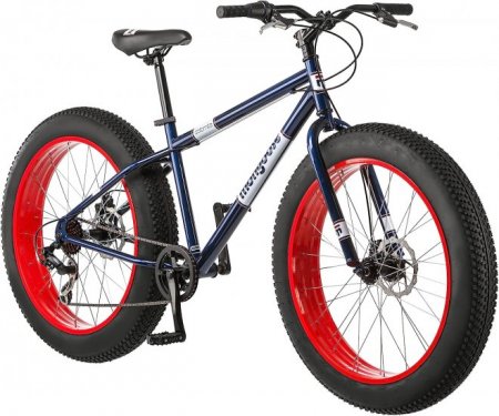 Mongoose Dolomite Mens Adult Fat Tire Mountain Bike, 26-Inch Wheels, 4-Inch Wide Knobby Tires, 7-Speed, Steel Frame, Front and Rear Brakes