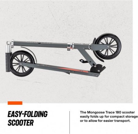 Mongoose Trace Youth Kick Scooter Folding and Non-Folding Design, Regular, Lighted, and Air Filled Wheels, Multiple Colors