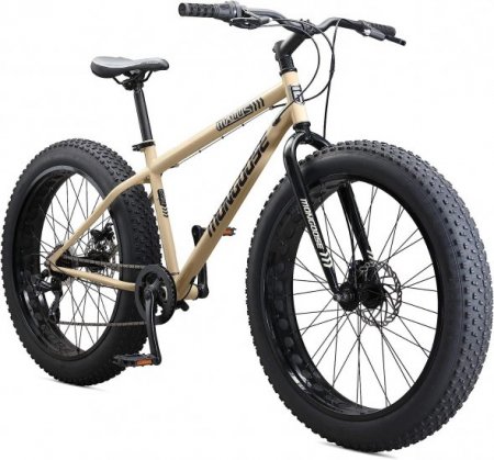 Mongoose Malus Mens Adult Fat Tire Mountain Bike, 26-Inch Wheels, Steel Frame, 7 Speed Drivetrain Bicycle, Shimano Rear Derailleur, Disc Brakes