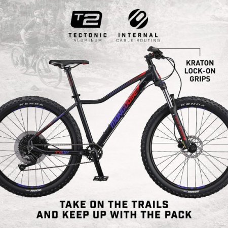 Mongoose Tyax Comp, Sport, and Expert Adult Mountain Bike, 27.5-29-Inch Wheels, Tectonic T2 Aluminum Frame, Rigid Hardtail, Hydraulic Disc Brakes, Multiple Colors